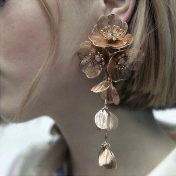 Flower earring drops A153 - Picture 1 of 5